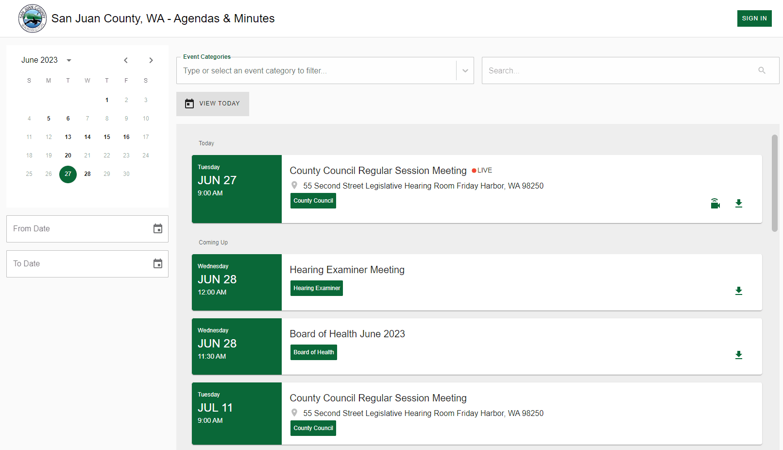 Civic Clerk Home Page