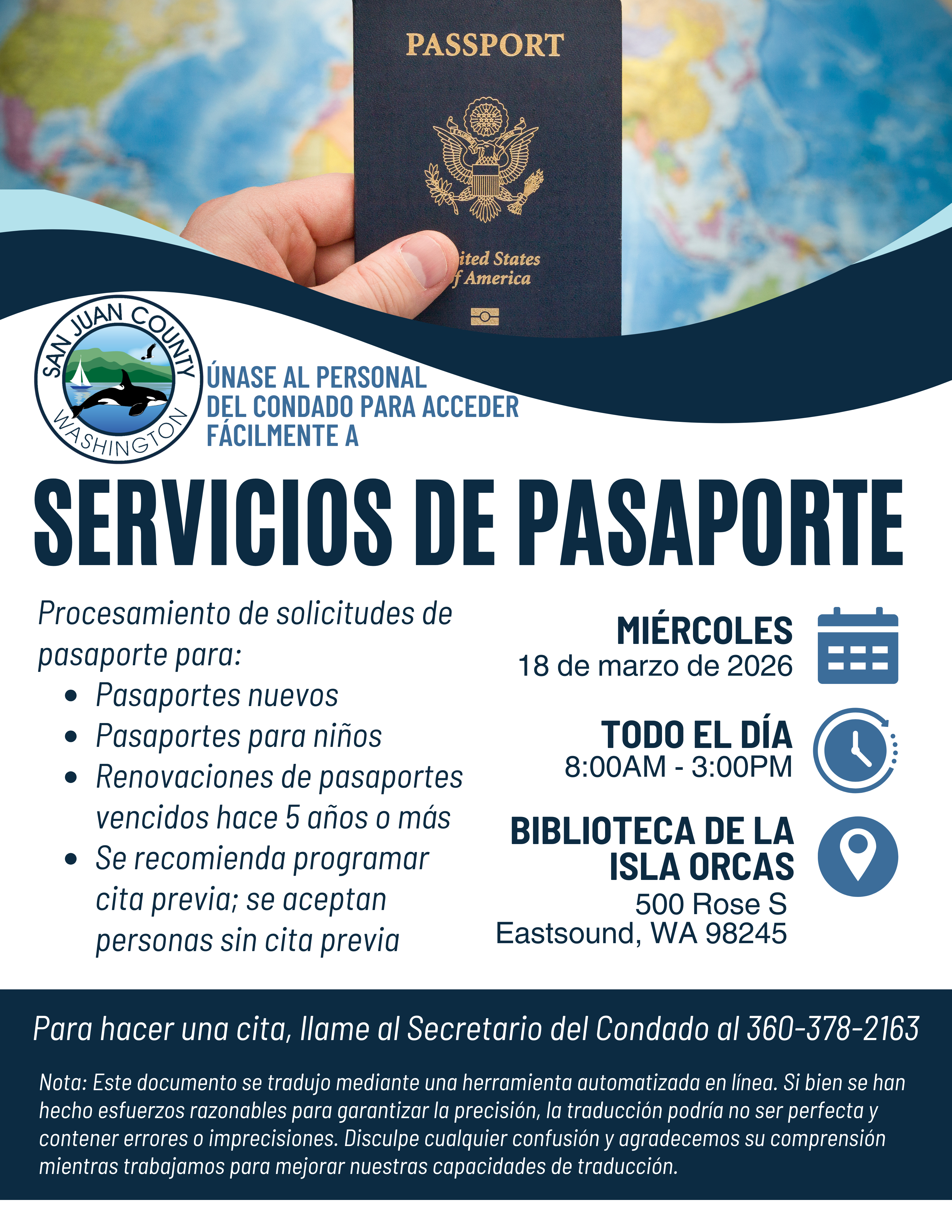 Orcas Is. Passport flyer_Spanish